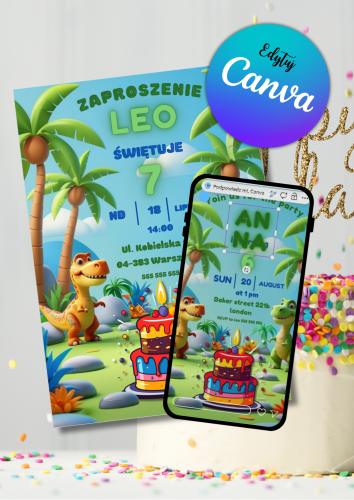 Zaproszenie edytuj canva dinozaury szablon (2).png