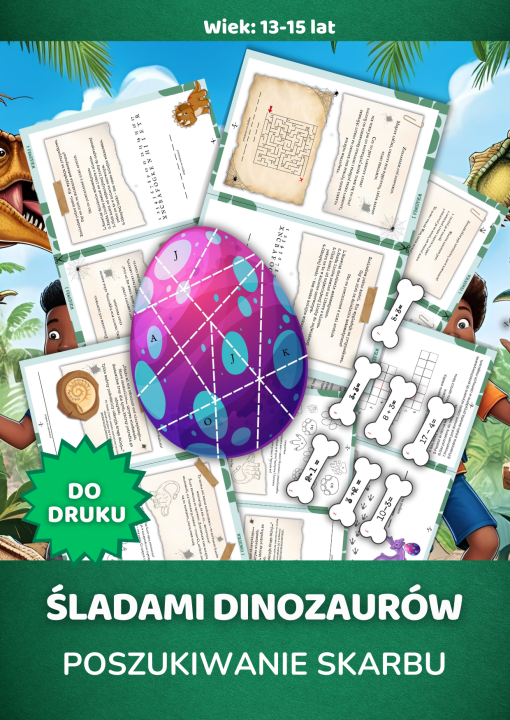 ŚLADAMI DINOZAURÓW poszukiwanie skarbu gra do druku 13-15 lat.png
