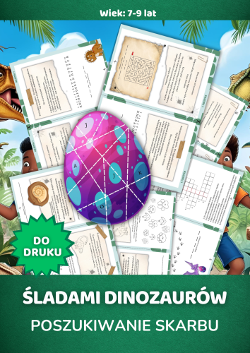 ŚLADAMI DINOZAURÓW poszukiwanie skarbu gra do druku 7-9 lat.png