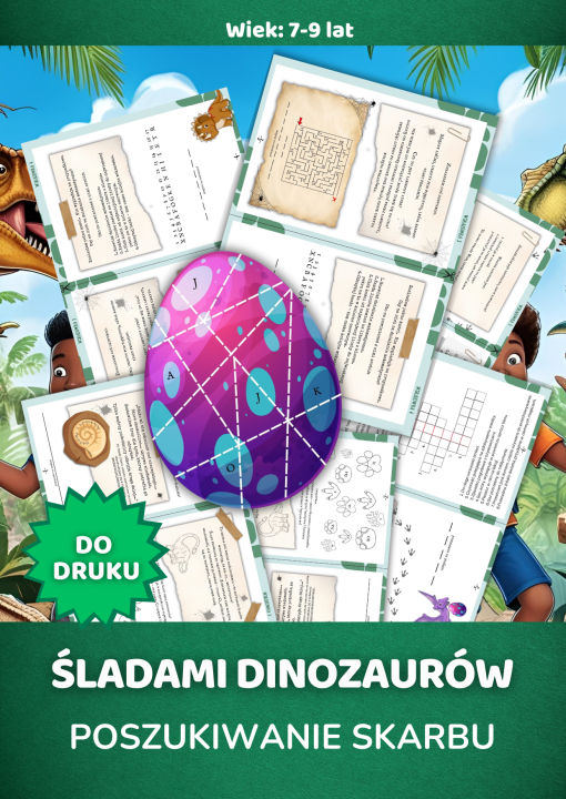 ŚLADAMI DINOZAURÓW poszukiwanie skarbu gra do druku 7-9 lat.png