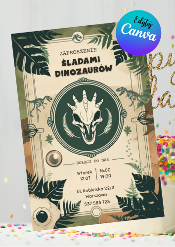 Zaproszenie edytuj canva dinozaury szablon (3).png