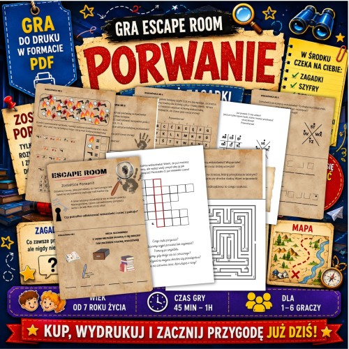 Mały detektyw i Tajemniczy Porwanie Gra do druku poszukiwanie skarbu.